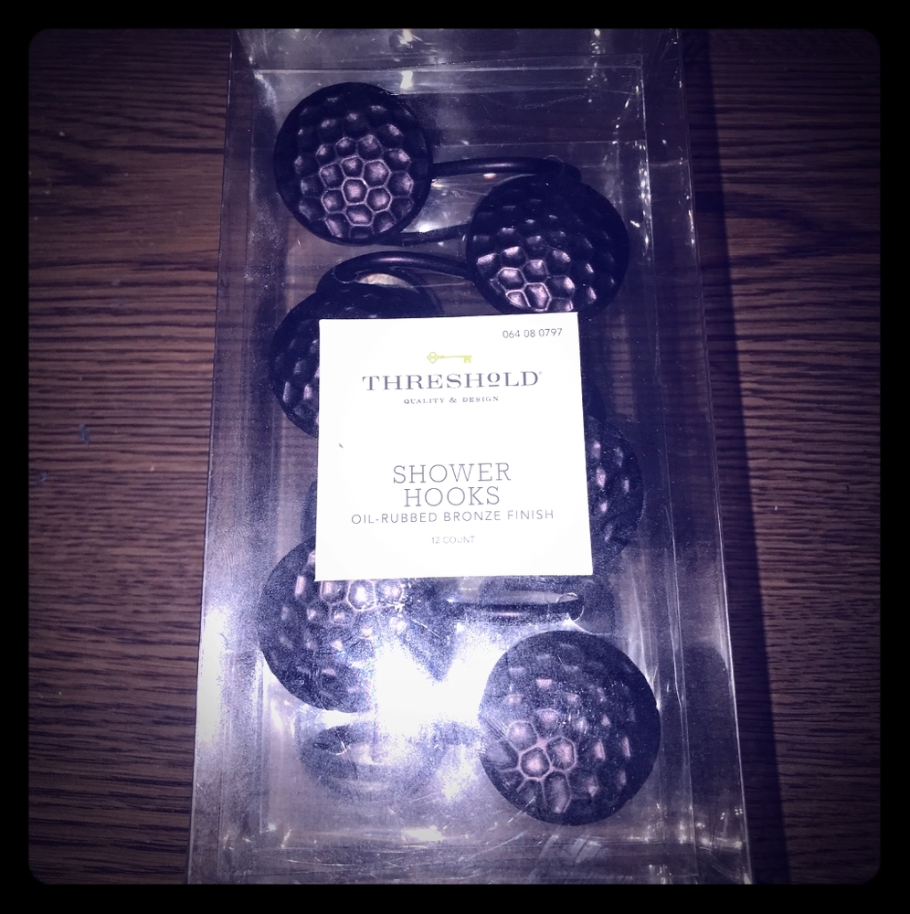 Oil rubbed bronze shower hooks